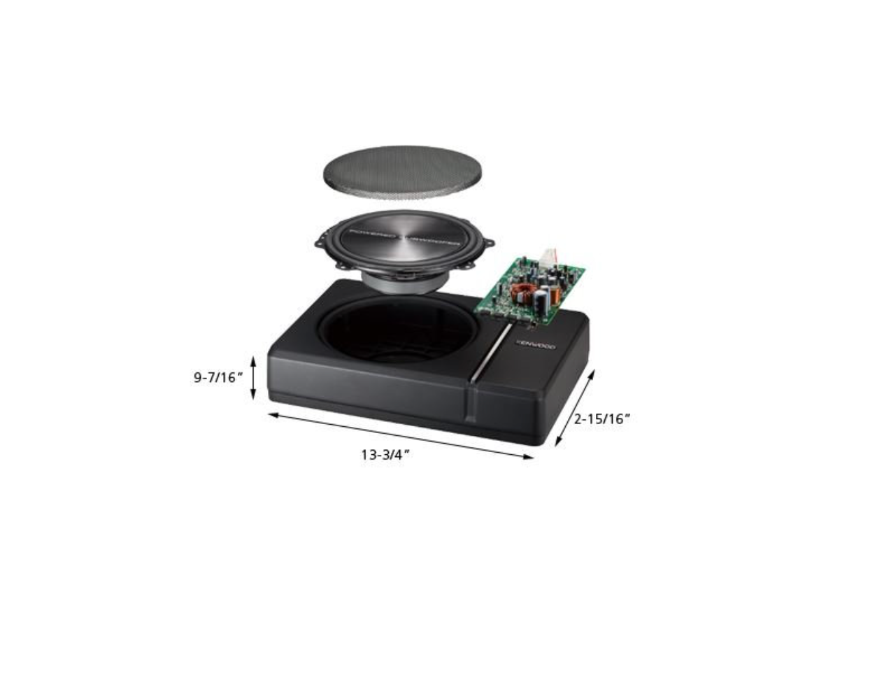 Kenwood 250 Watt Underseat 8" Compact Powered Subwoofer